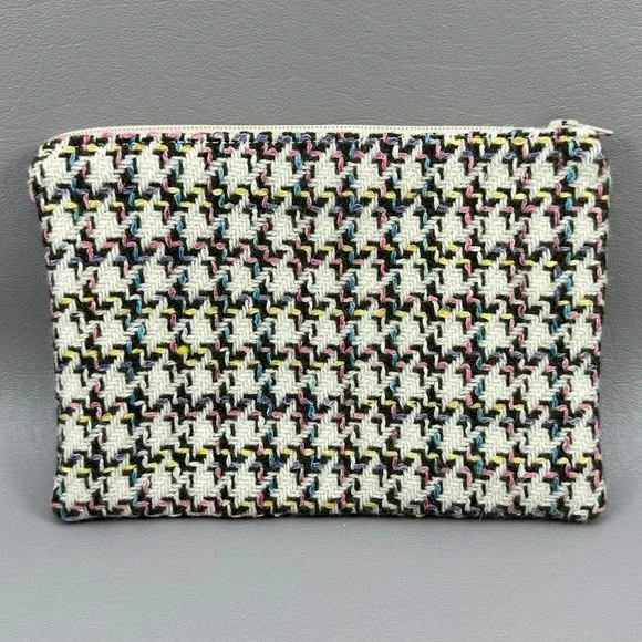 Pretty Little Pouches Tweed Zippered Pouch Houndstooth Cosmetic Toiletry Bag