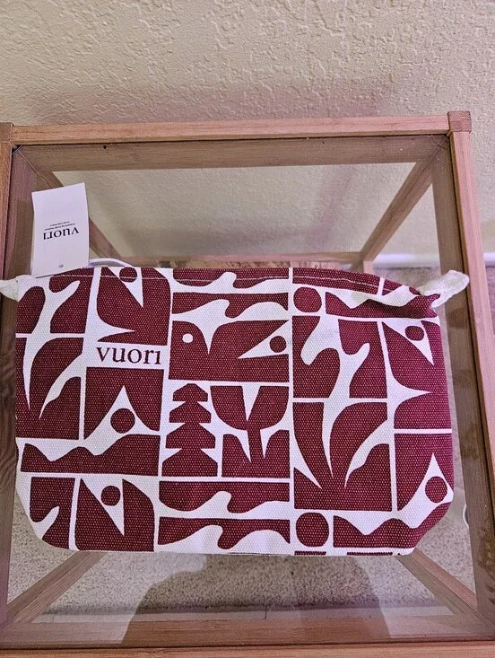Vuori Maroon and White Limited edition Geometric Canvas Pouch