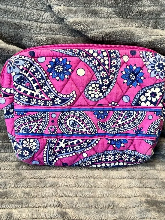 Vera Bradley Pink Paisley Quilted Cosmetic Pouch EUC