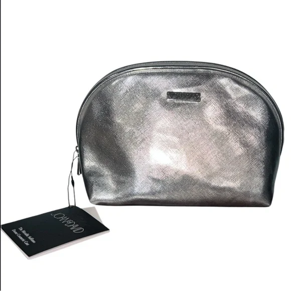 Joan & David Metallic Silver Cosmetic Bag