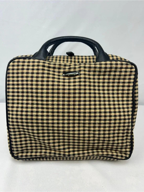 Longaberger Black and Beige Gingham Cosmetic Travel Case
