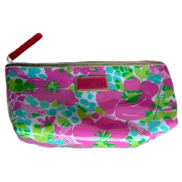 Lilly Pulitzer for Estée Lauder floral cosmetic bag pink green blue