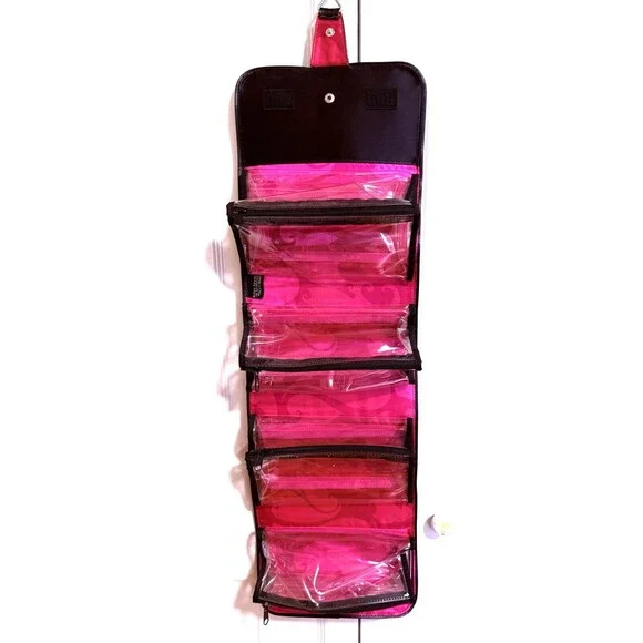 MARY KAY TRAVEL ROLL UP BAG ORGANIZER HANGING W/ 4 REMOVABLE POUCHES BLACK