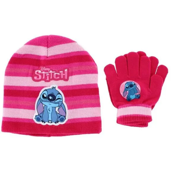 Textiel Trade Girl's Disney Stitch Winter Beanie and Gloves Set