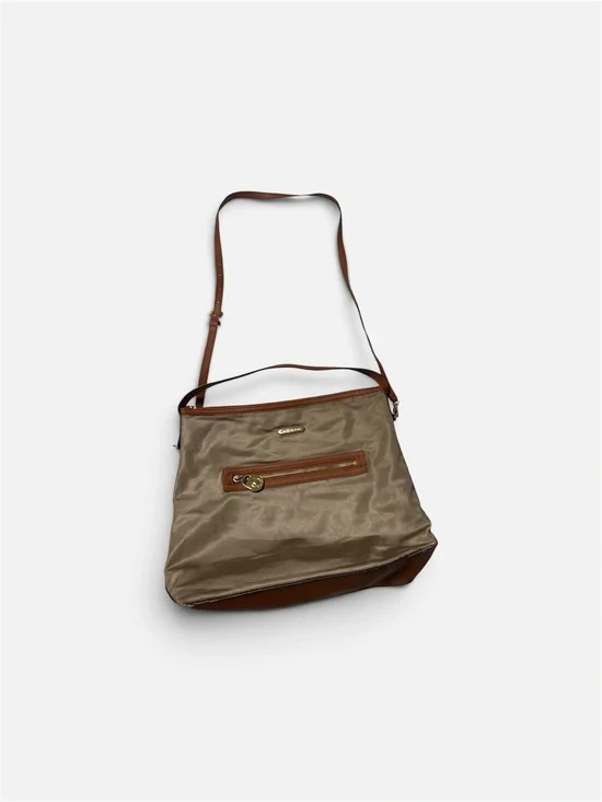 Michael Kors Khaki and Brown Nylon Crossbody Bag