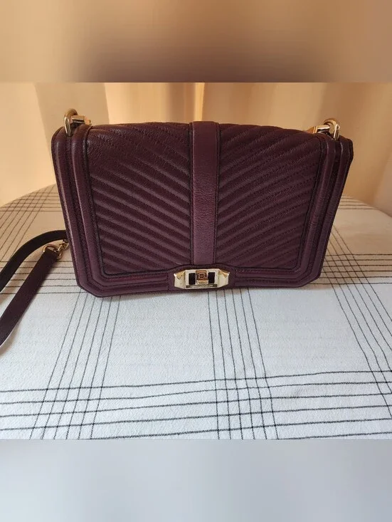 Rebecca Minkoff Quilted Chevron Love Crossbody Bag, Burgundy