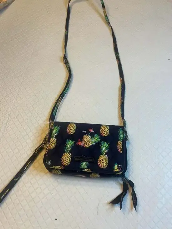 Vera Bradley Toucan Party RFID All in One Crossbody Bag pineapple pins colada