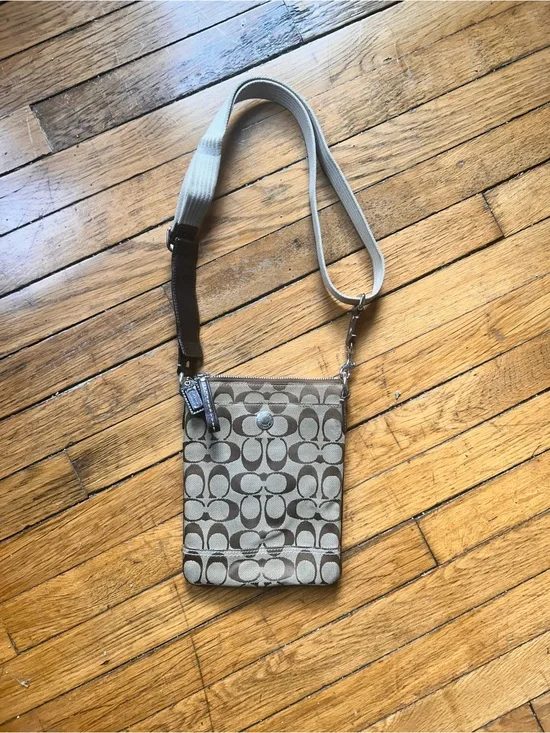 Coach Signature Crossbody in Beige and Brown
