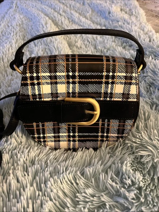 PATRICIA NASH ANNFIELD Plaid Leather Crossbody Bag NEW
