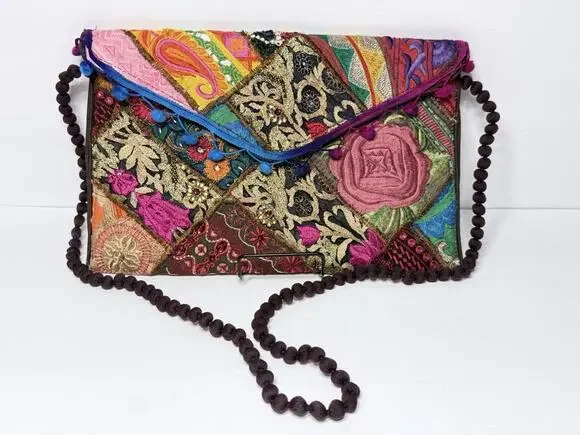 Aria Maniadis Patchwork Boho Crossbody Bag Handmade Crete Greece