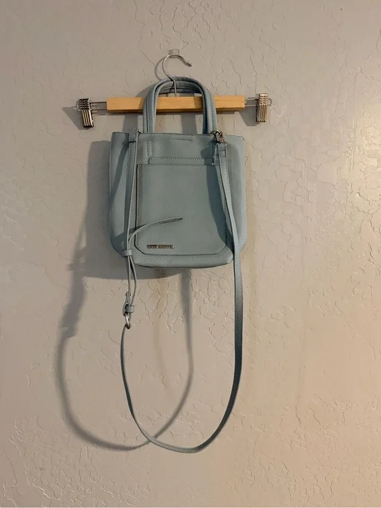 Steve Madden Pale Blue Pebbled Mini Crossbody Tote