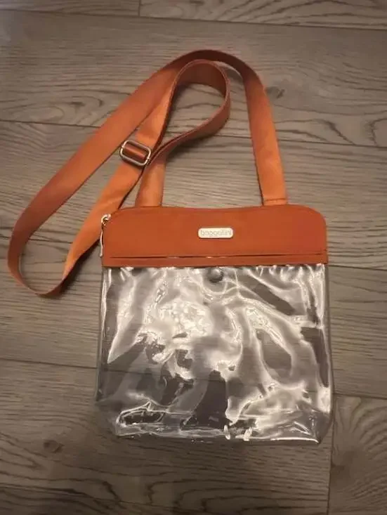 Baggallini Clear Pocket Stadium Crossbody Bag Orange