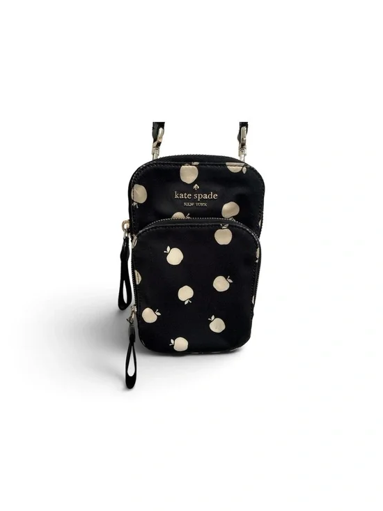 kate spade Black with Cream Apple Print Crossbody Pouch