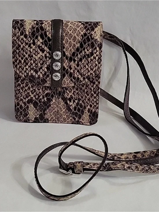 Brighton Brown and Cream Snakeskin Crossbody Bag