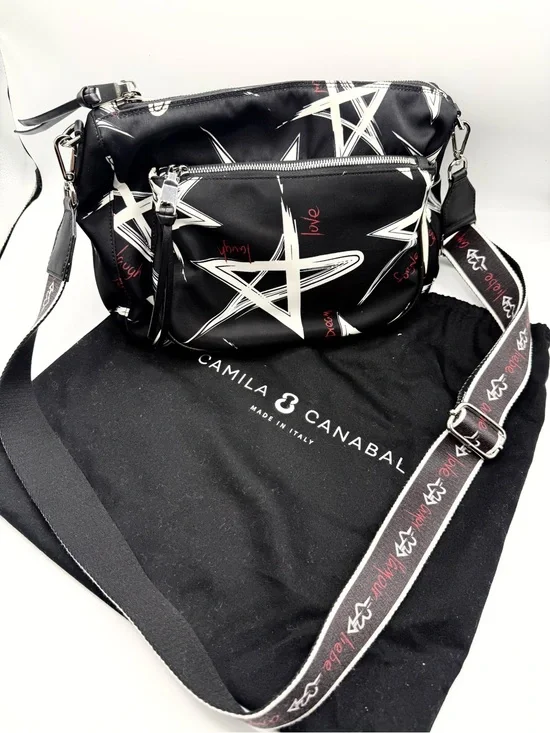 Camila Canabal - Black & White Stars Bag - Nylon  (W Dust Bag) Crossbody Bag
