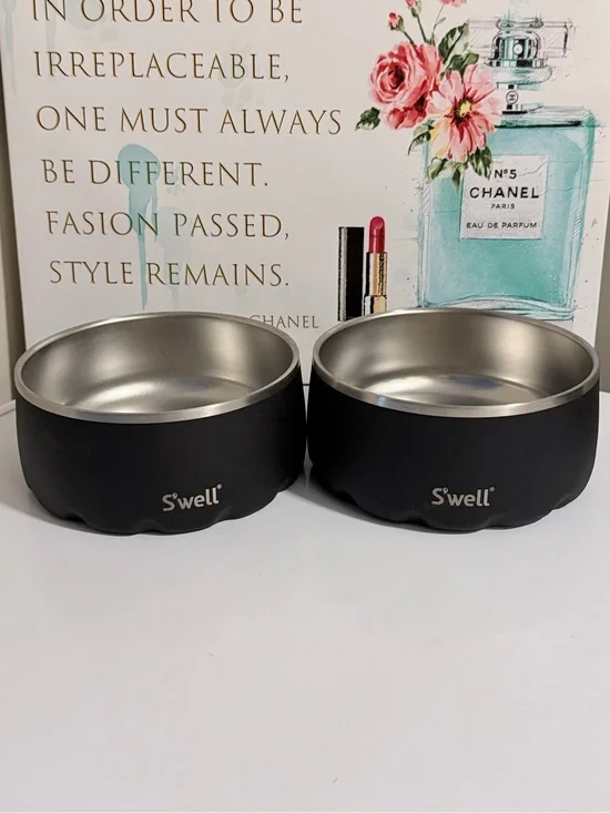 S'well Matte Black Stainless Steel Pet Bowl Duo - 32oz