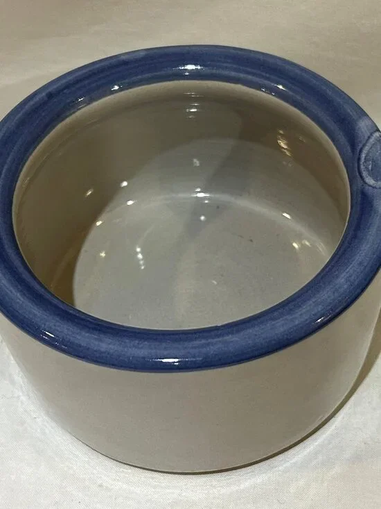 VTG Louisville Kentucky Stoneware Hand Painted Pet Bowl Gray Blue 5.5