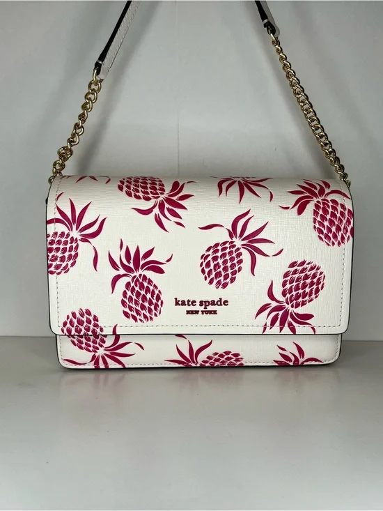 kate spade Morgan Flap Chain Wallet Crossbody with Pink Pineapples