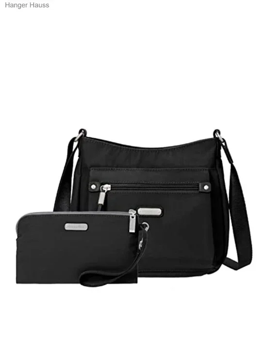 Lightweight Nylon Crossbody Purse with Removable RFID Wristlet, Adjustable Strap