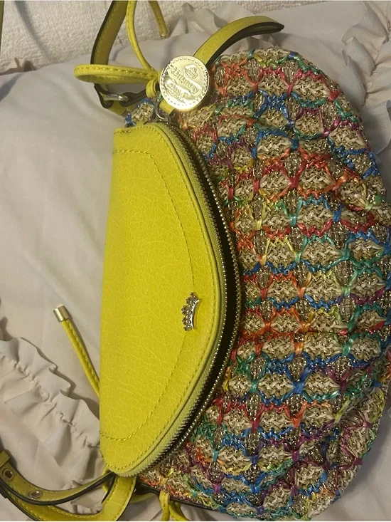 Juicy Couture Yellow Woven Multicolor Crossbody Bag