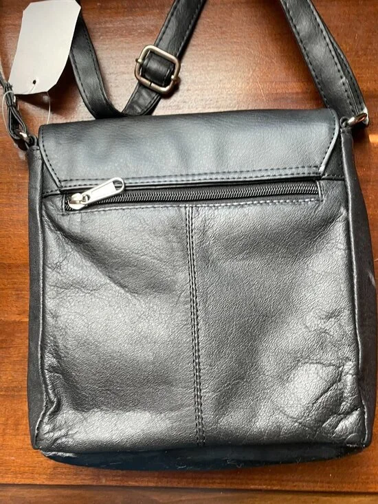 Black Crossbody Bag Adjustable Shoulder Strap Flap Closure