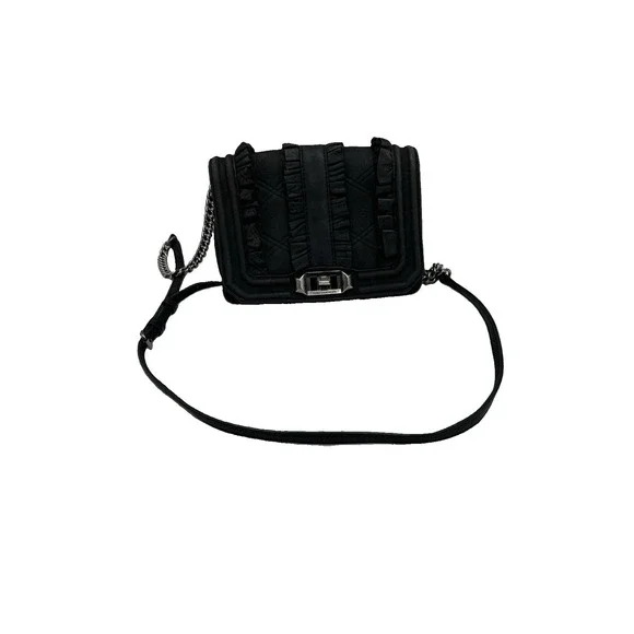 Rebecca Minkoff Love Crossbody Black Leather Chain Ruffle