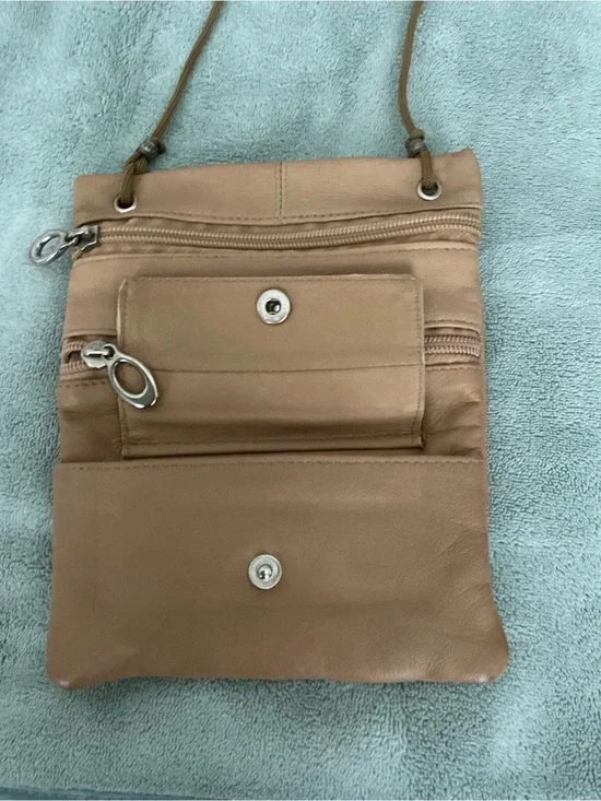 Compact Beige Crossbody Wallet Bag - Women