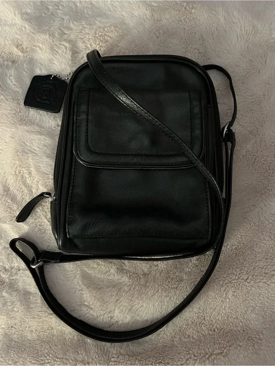 Osgoode Marley Black Leather RFID Mini Organizer Crossbody Camera Bag