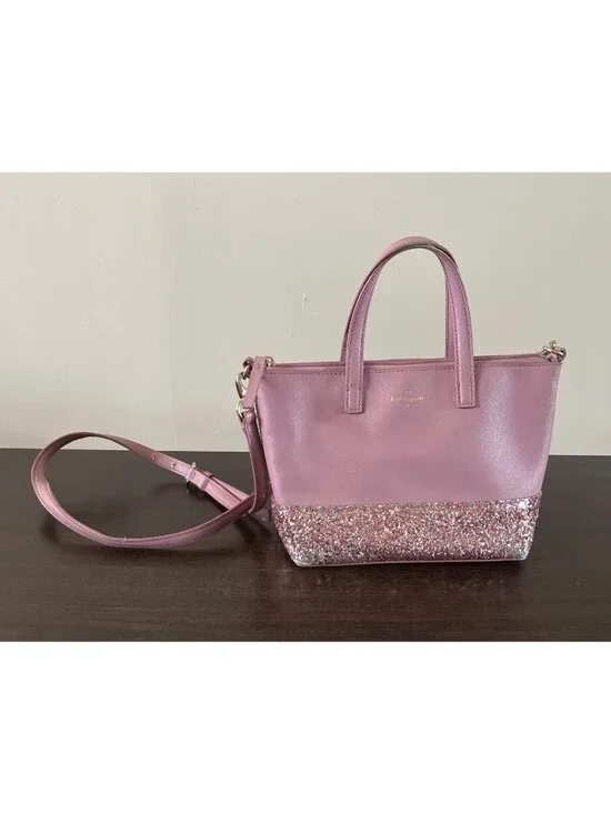 Kate Spade Pink New York Ina Greta Crossbody Purse With Matching Wallet Glitter