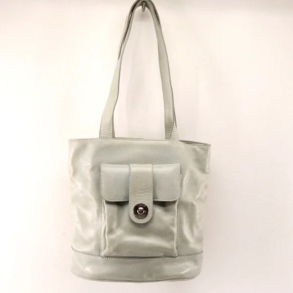 Tommy Hilfiger Handbag Women Small Ice Blue Faux Leather Bucket Shoulder Bag