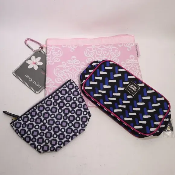 Lot of 3 Cosmetic Makeup Bags Pouches Travel Storage Go-Go Estee Lauder Opening