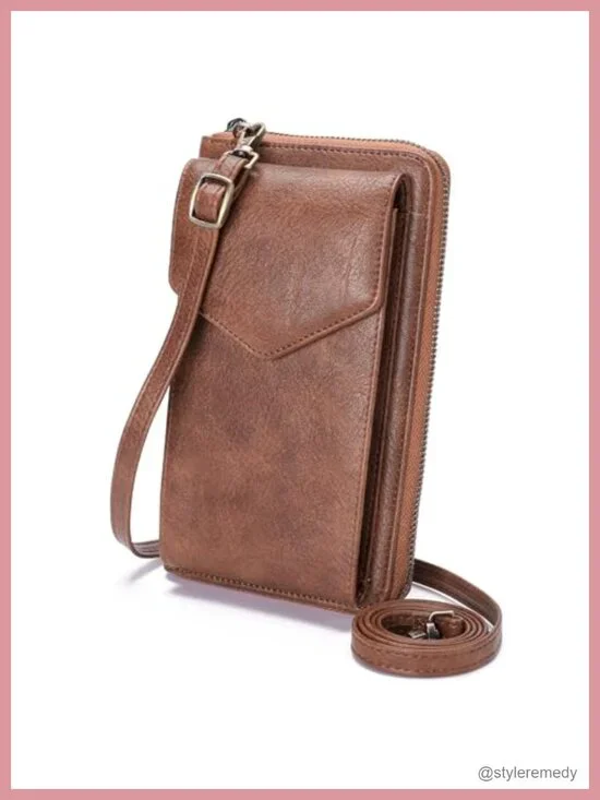 Small Vegan Leather Crossbody Bag for Women Adjustable Strap Cell Phone Purse