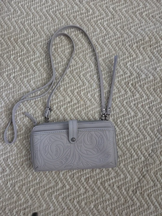 Light Gray Floral Embossed Crossbody Wallet - Women Bags