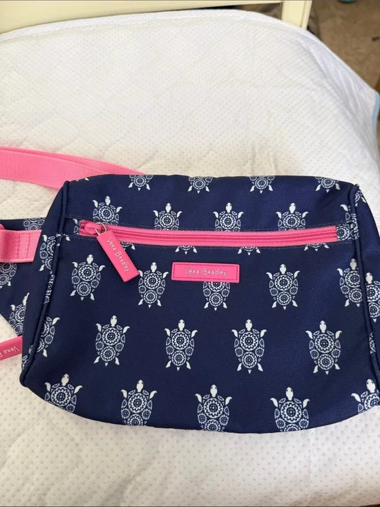 Vera Bradley Navy Turtle Print Crossbody with Pink Accents