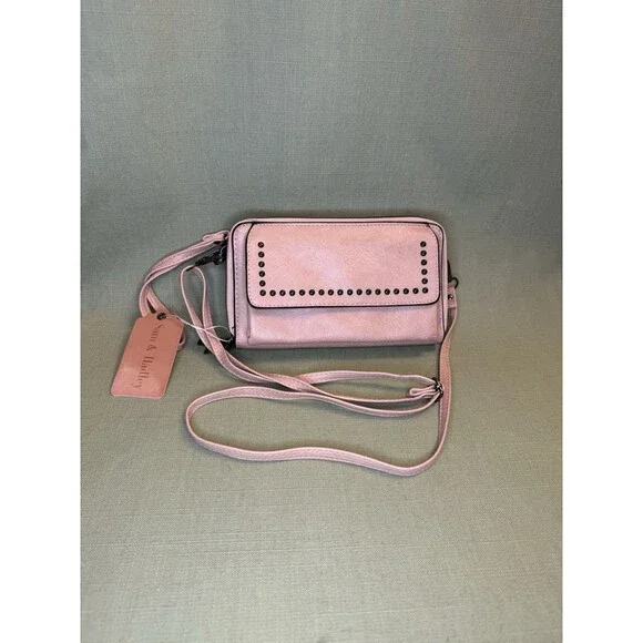 Sam and Hadley Faux Leather Crossbody Bag Pink