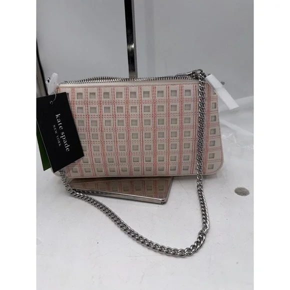 Kate Spade Grace Perforated Fine Leather Crossbody Bag Cream Multi KL581 NEW