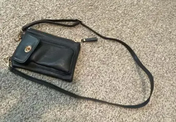Faux Leather Turn-Lock Crossbody Bag