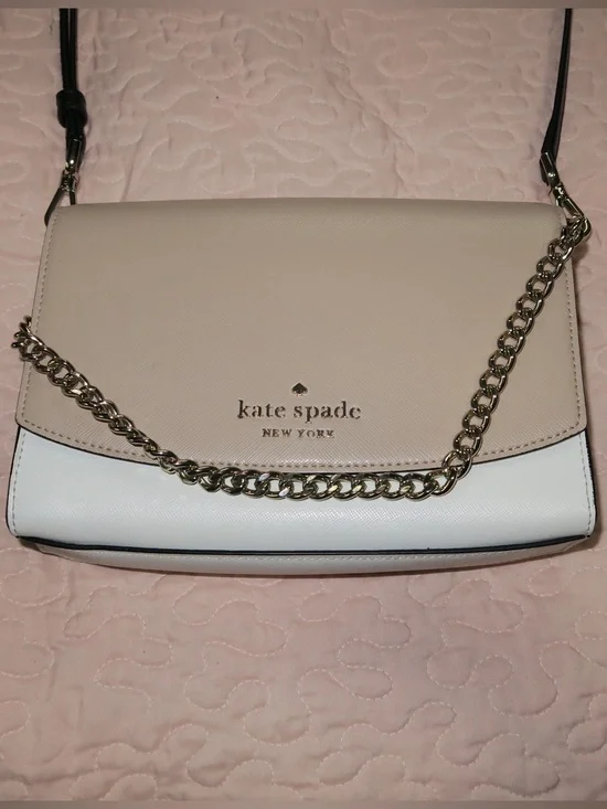 kate spade Two-Tone Cream and White Chain Crossbody Bag
