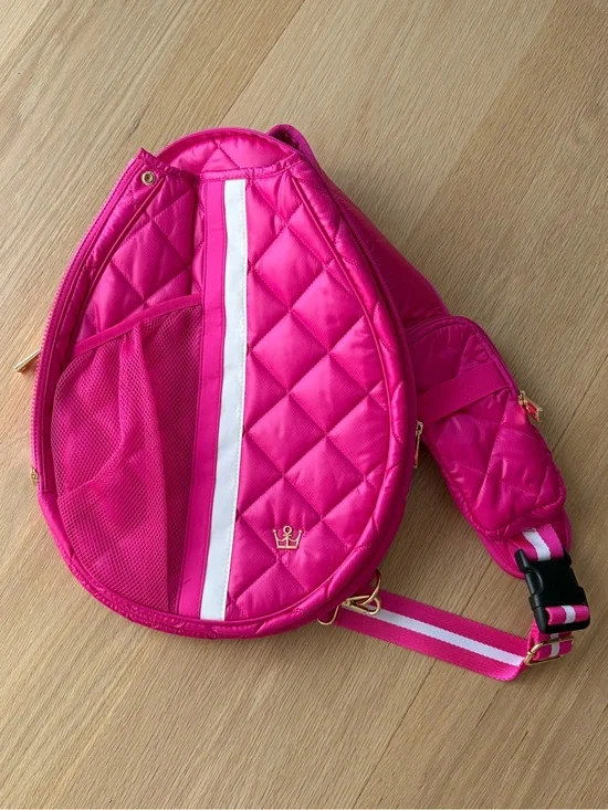 Oliver Thomas Maxed Out Tennis Sling in Hot Pink with White Stripe