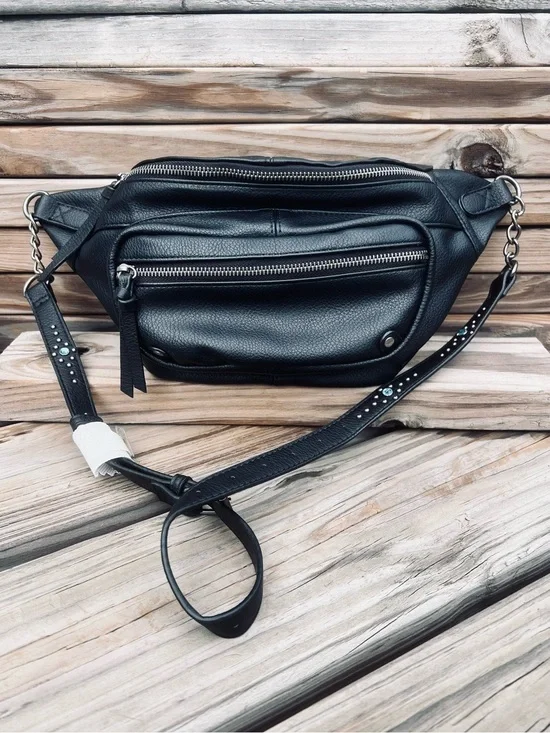 •Black Leather Riveted Crossbody Belt Bag! NEW!