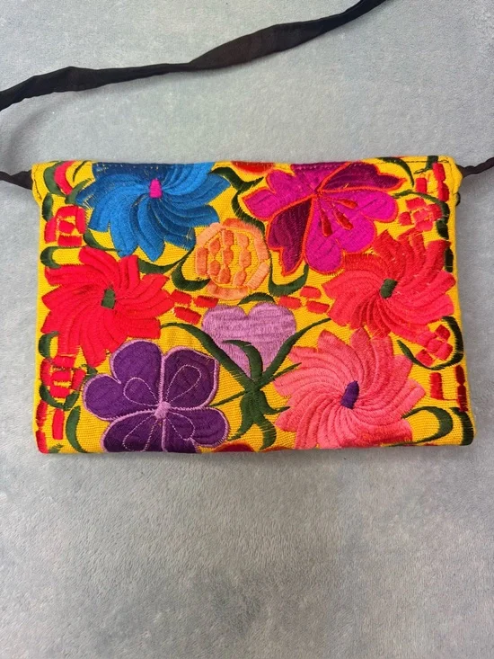 Artesanias Maya Inka Embroidered Floral Crossbody Bag Handmade Mexico NWT