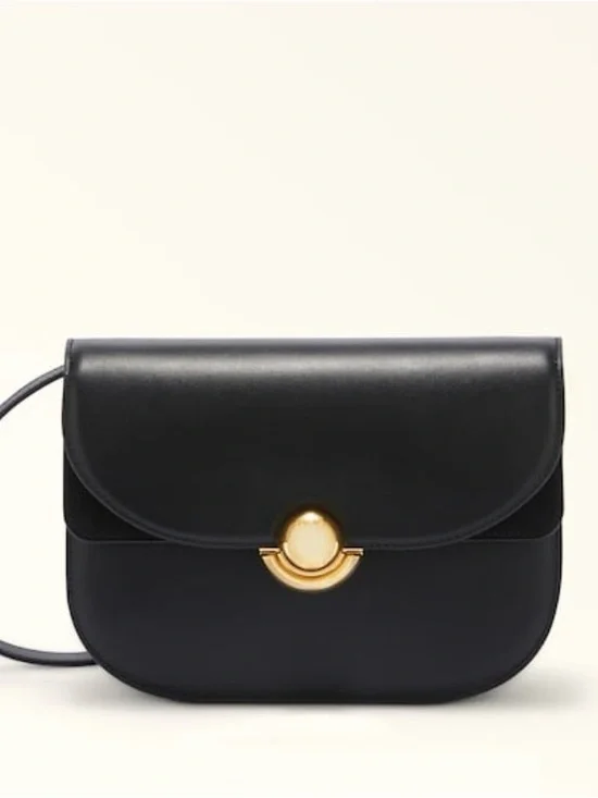Furla Black Leather Crossbody with Gold Hardware