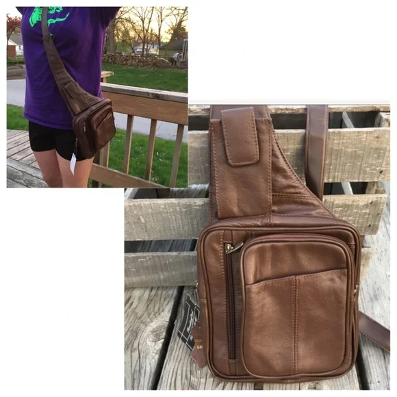 - Leather Crossbody Sidesaddle Bag! NEW!