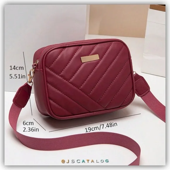 NEW Wine Red Leather Crossbody Purse Bag