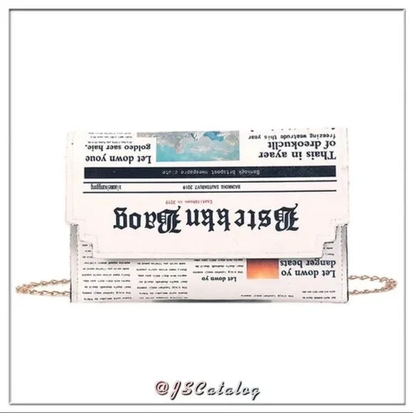 Newspaper Print Crossbody Purse