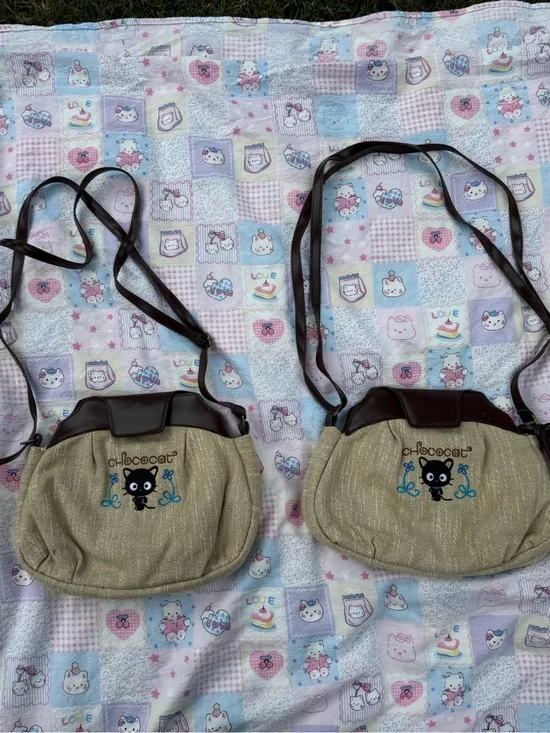 CHOCOCAT Y2K 2005 Vintage Sanrio Beige Crossbody Bag with Brown Strap
