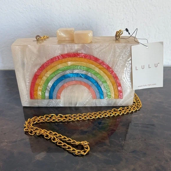 New! Handcrafted LULU NYC Rainbow 🌈 Crossbody Clutch Handbag