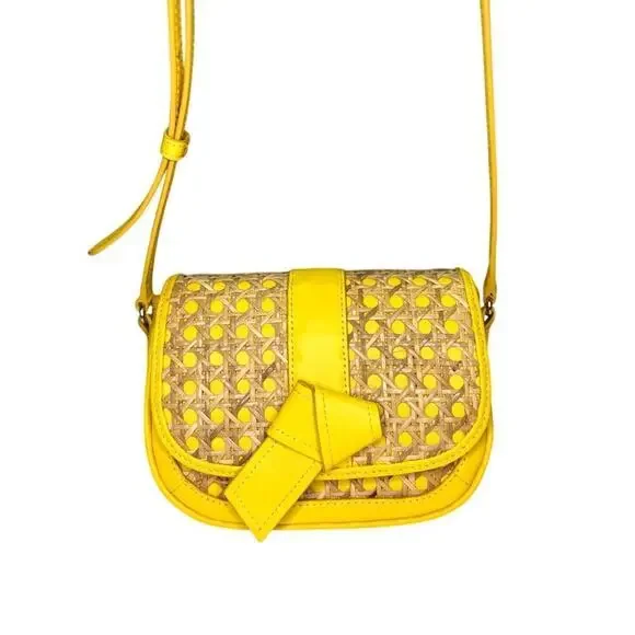 Talbots Yellow Bow and Basket Weave Crossbody Purse | Dressy | Party | Summer