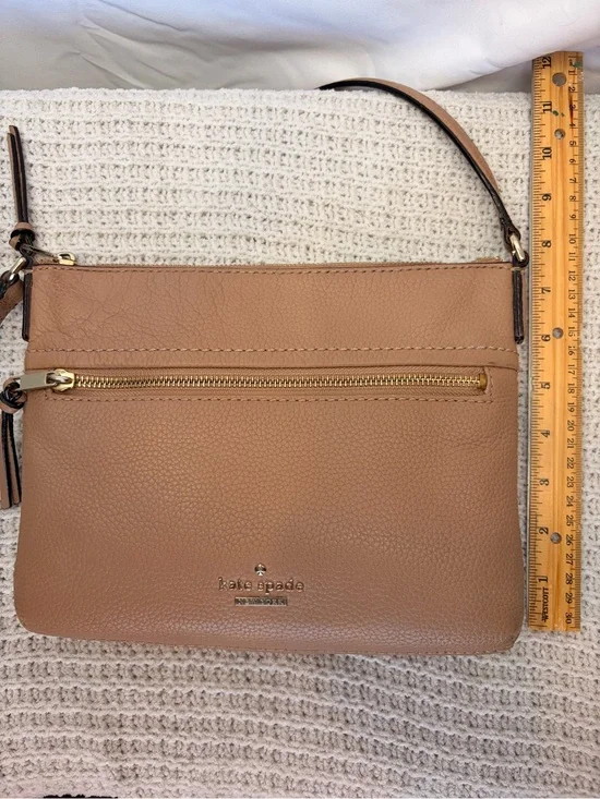 kate spade Tan Pebbled Leather Crossbody with Gold Hardware