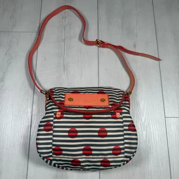 Marc By Marc Jacobs Nylon Striped Natasha Polka Dot Crossed Body Bag
